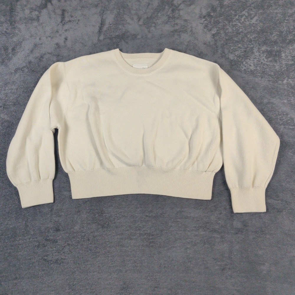 Aerie Women's White Solid Oversize Knit Pullover Sweater Long Sleeve XL TG